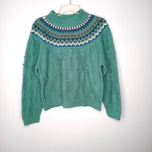 Vintage Cabin Creek bubble green knit sweater s